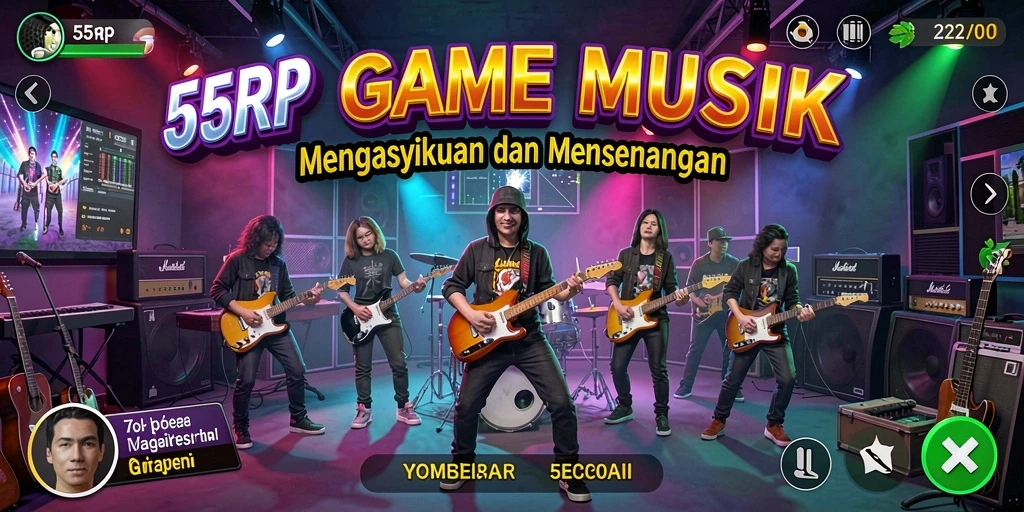 Tampilan gameplay interaktif 55RP menampilkan pemain menikmati musik.
