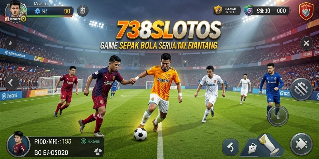 Tampilan gameplay 738SLOTS yang menarik dengan tema sepak bola.