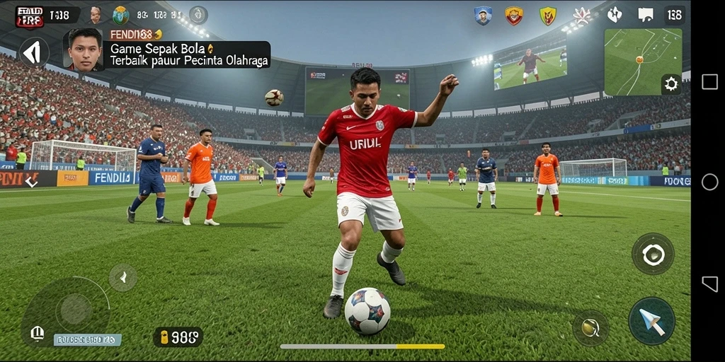 Tampilan aksi permainan sepak bola yang mendebarkan.