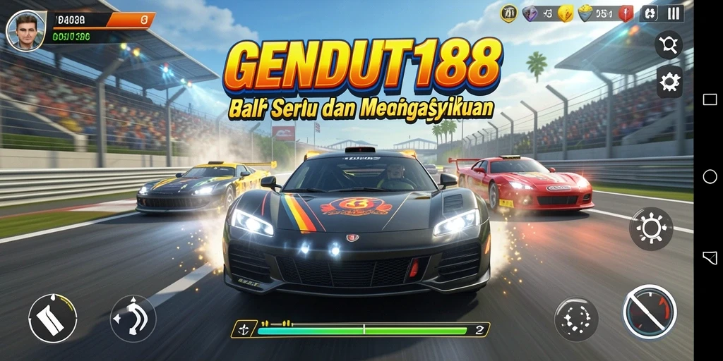 Screenshot gameplay GENDUT188 menampilkan serunya balapan di lintasan.