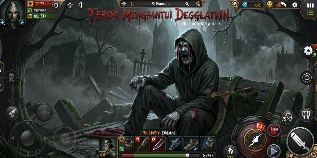 Screenshot menampilkan gameplay seram GF777 dengan atmosfer mendebarkan.