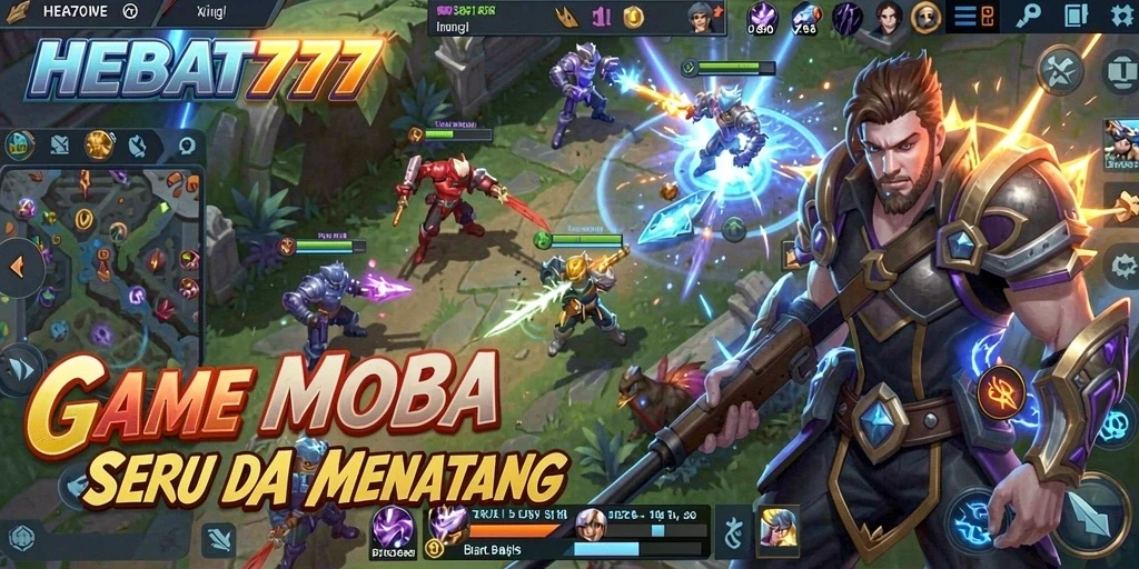 Screenshot HEBAT777 menampilkan momen seru di medan perang MOBA.