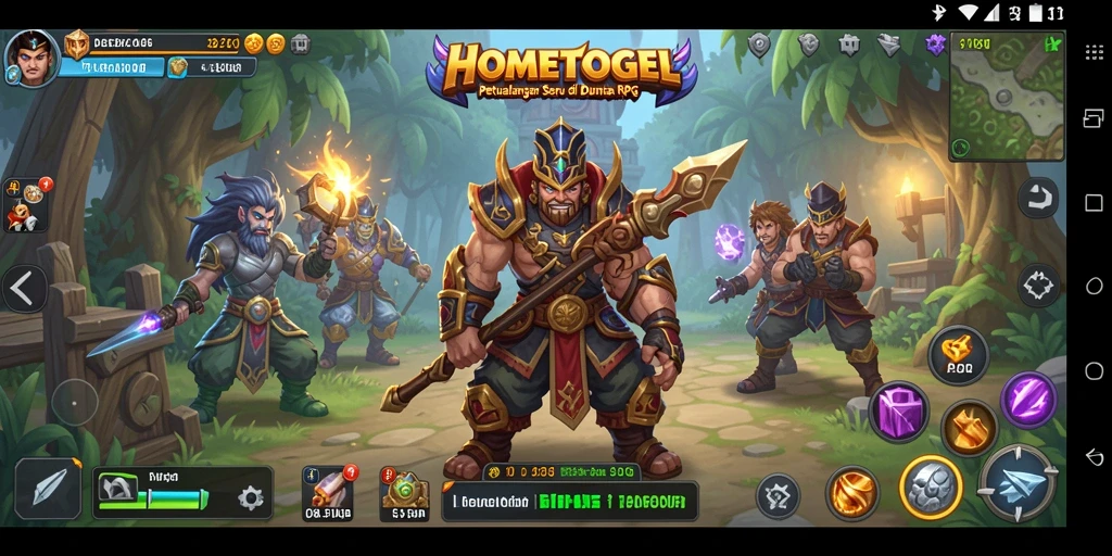 Tangkapan layar permainan HOMETOGEL menampilkan aksi pertempuran RPG yang epik.