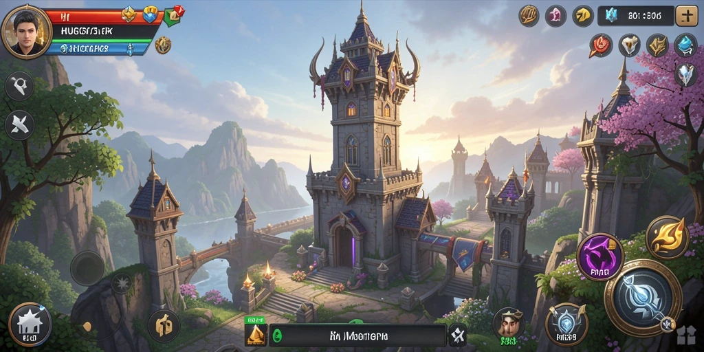 Tampilan gameplay seru HUGO77 dengan penempatan menara strategis.