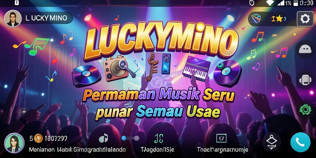 Tampilan gameplay seru di LUCKYMINO dengan berbagai lagu.