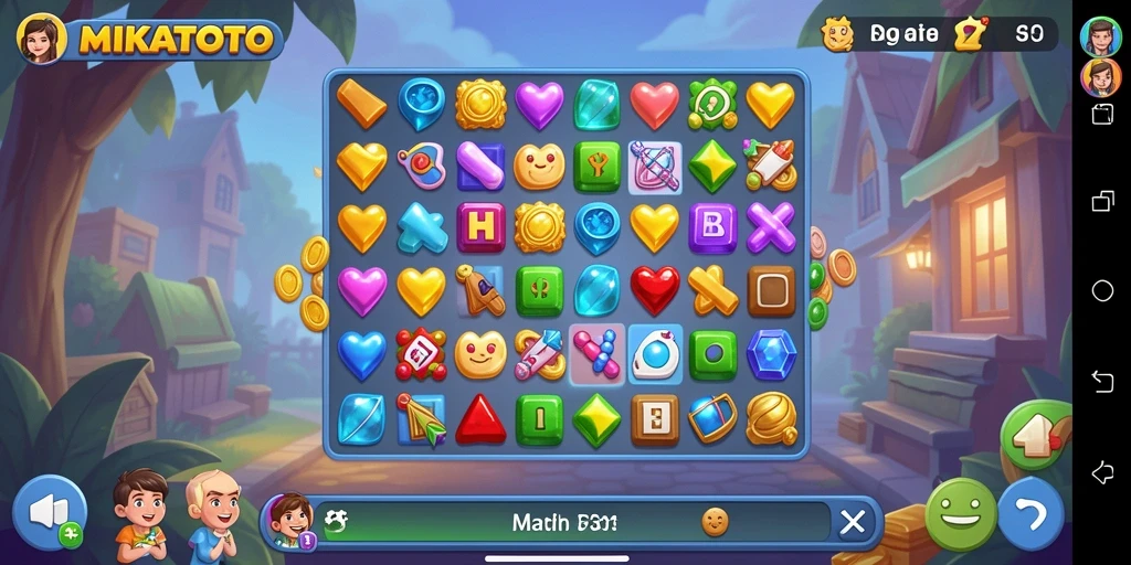 Tangkapan layar MIKATOTO menampilkan gameplay seru dan penuh warna dari game Match-3.