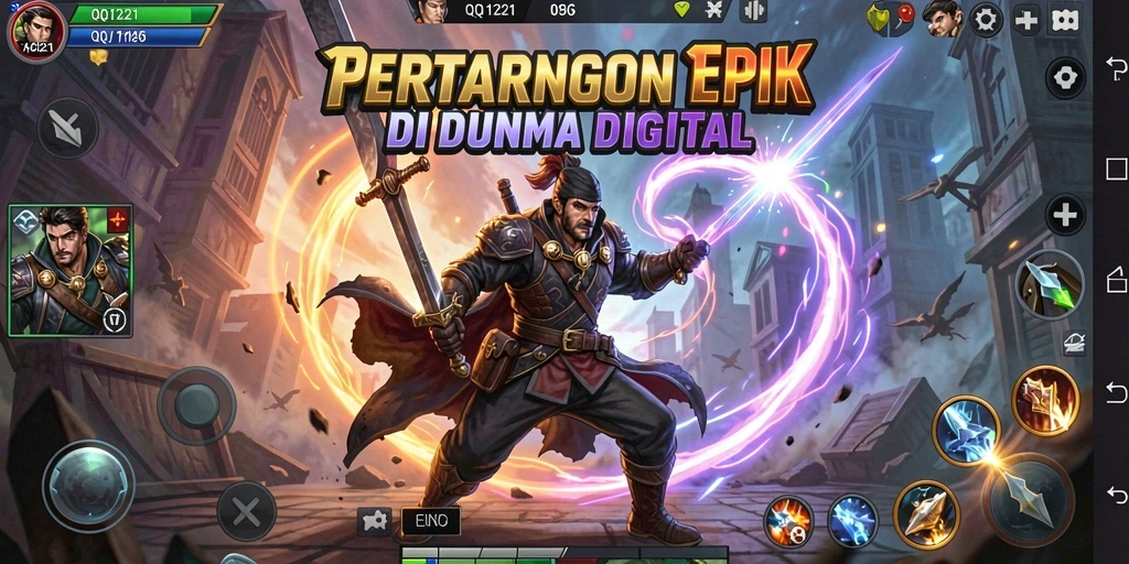 Screenshot gameplay QQ1221 menampilkan pertarungan seru dengan grafis menakjubkan.