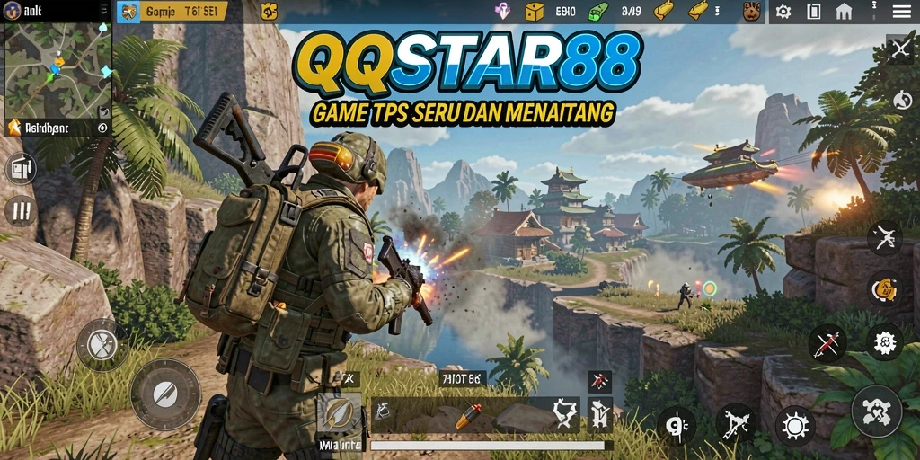 Screenshot gameplay seru dalam QQSTAR88 dengan aksi tembak-menembak.