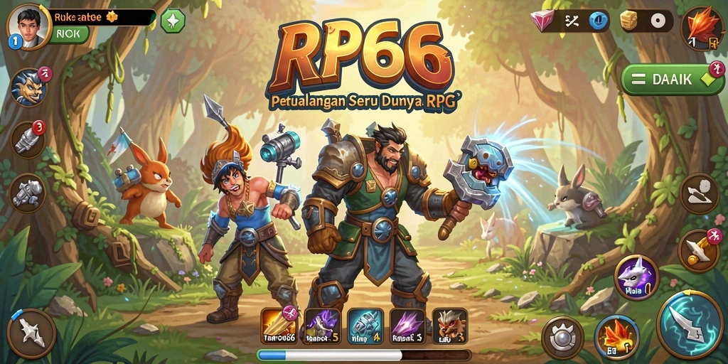Tangkapan layar utama RP66 menampilkan pertarungan epik dalam dunia RPG.
