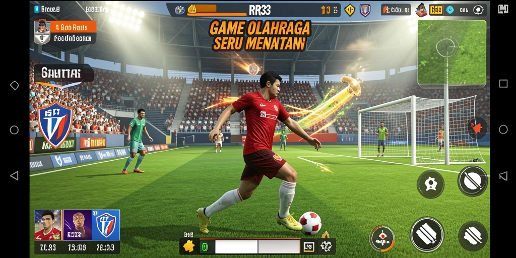 Screenshot gameplay RR33 menampilkan aksi seru para pemain dalam laga olahraga.
