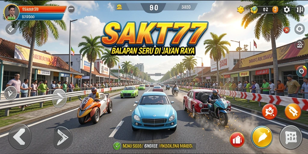 Gameplay SAKTI77 yang menampilkan aksi balapan seru.