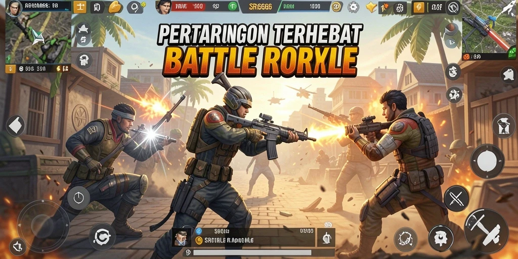 Tangkapan layar SR6666 menampilkan aksi seru Battle Royale yang mendebarkan.