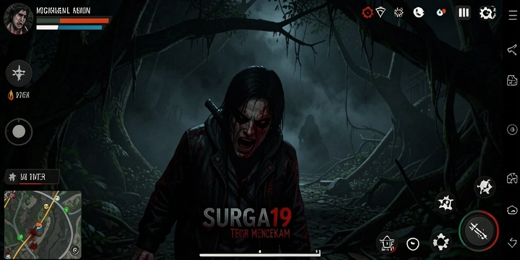 Ekspresi ketegangan dalam gameplay SURGA19 yang mengerikan.